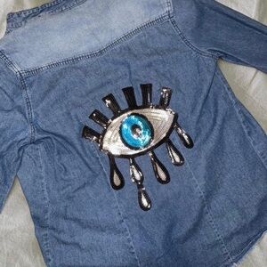 Denim Jacket with Eye Patch
